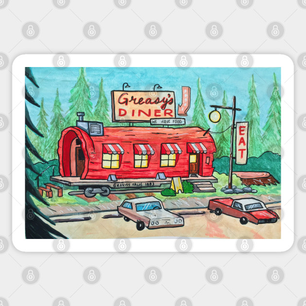 Greasys Diner Gravity Falls Sticker Teepublic 7281
